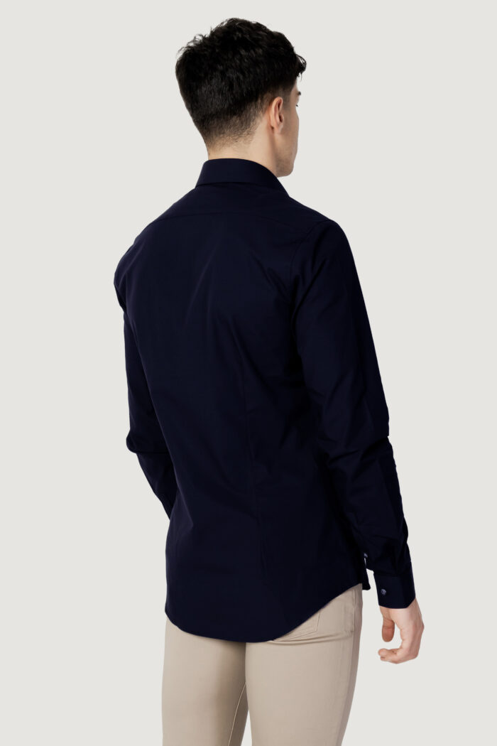 Camicia manica lunga Calvin Klein POPLIN STRETCH SLIM SHIRT Blue scuro