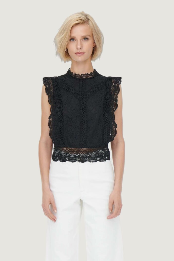 Canotta Only ONLKARO S/L LACE TOP NOOS WVN Nero