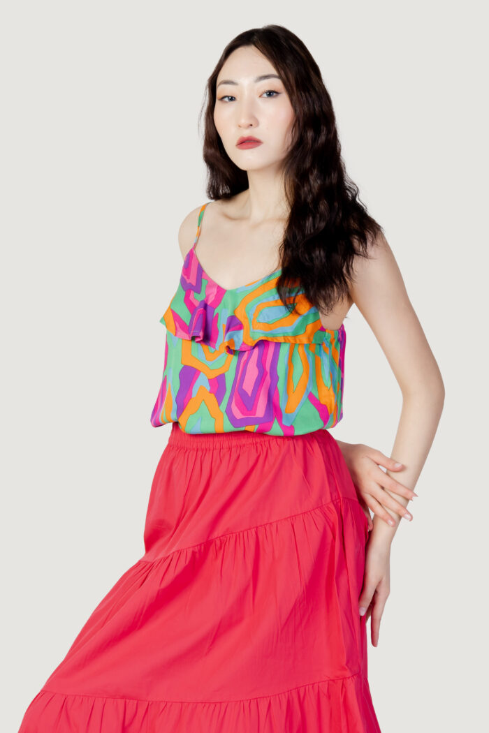 Canotta Only ONLALMA LIFE VIS FRILL SINGLET AOP PTM Verde