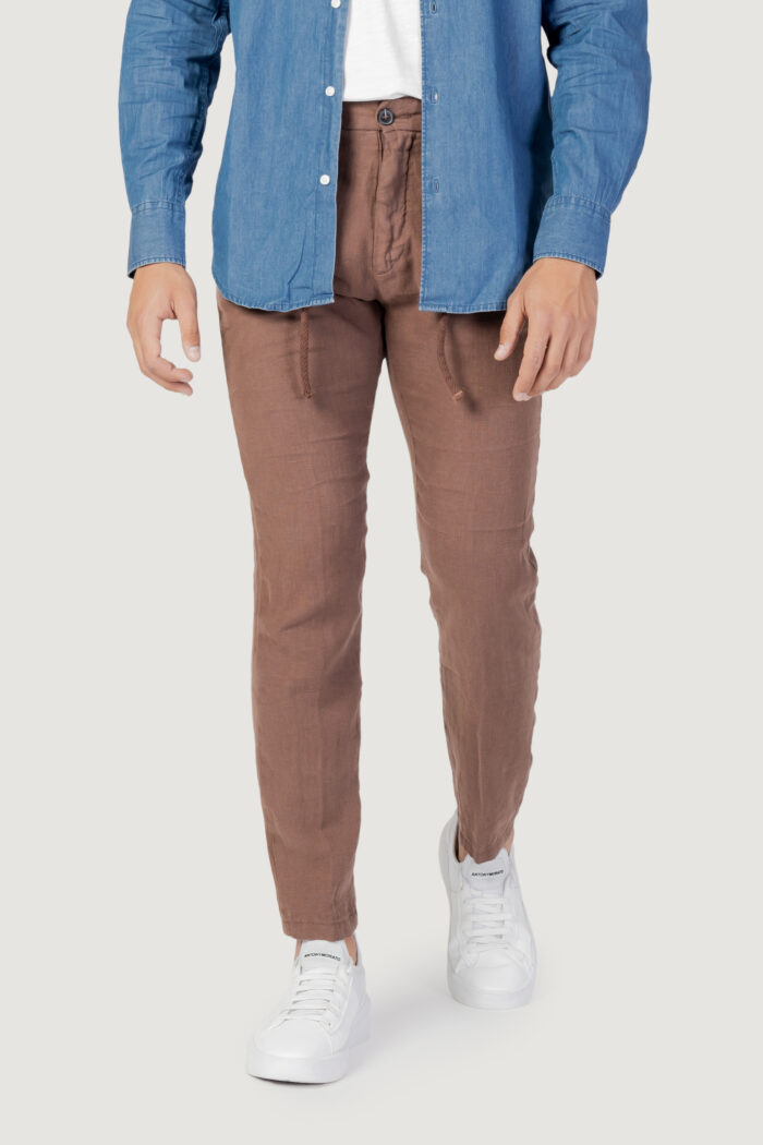 Pantaloni Borghese PANTALACCIO LINO REGULAR FIT Caffe’