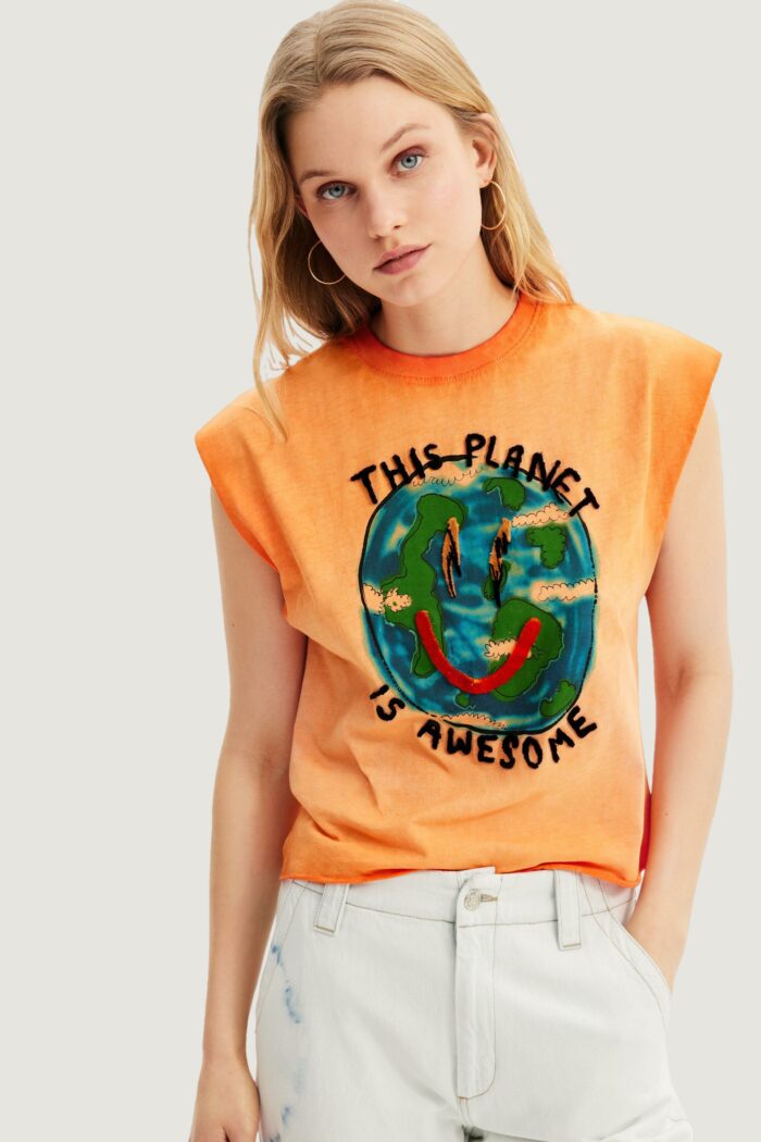 T-shirt Desigual TS PLANET Arancione