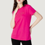 T-shirt Guess SS GUESS 1981 CRYSTAL EASY TEE Fuxia - Foto 3