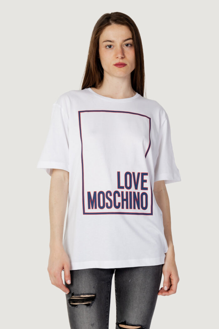 T-shirt Love Moschino STAMPA LOGO BOX Bianco