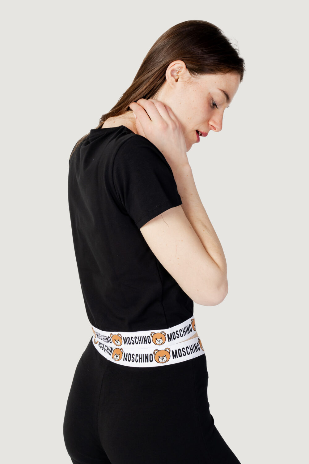 T-shirt Moschino Underwear BANDA LOGO TINTA UNITA Nero - Foto 3