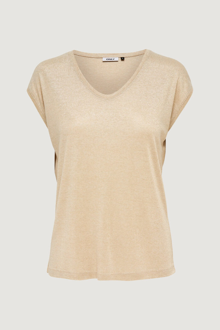 T-shirt Only ONLSILVERY S/S V NECK LUREX TOP JRS NOOS Oro