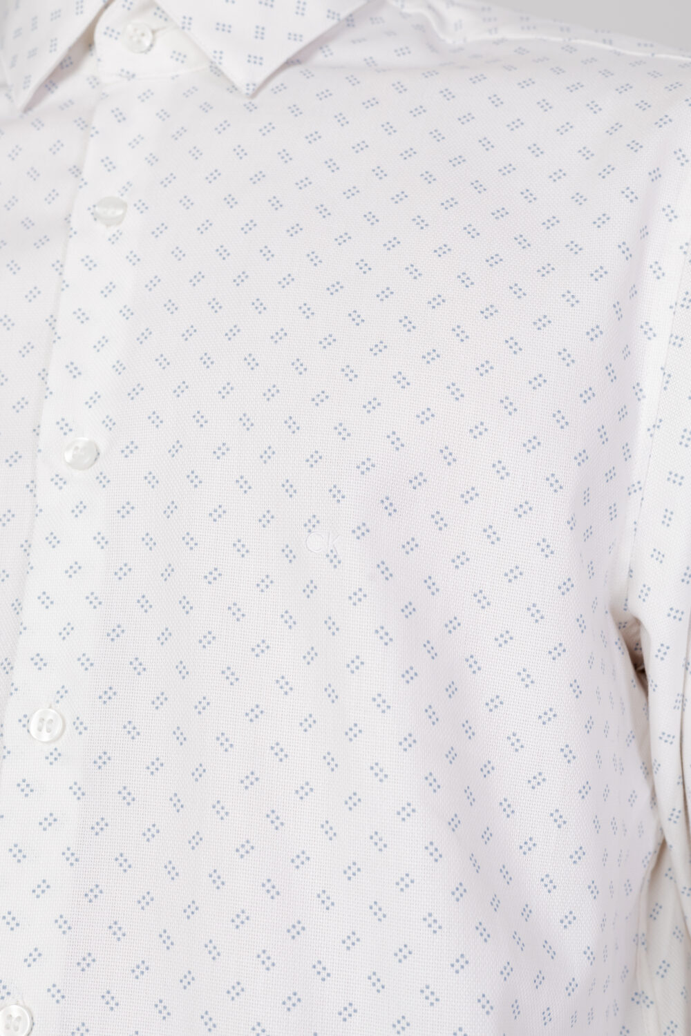 Camicia manica lunga Calvin Klein STRUCTURE PRINT SLIM Bianco - Foto 3