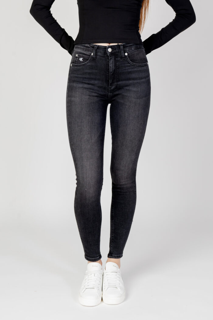 Jeans skinny Calvin Klein HIGH RISE SUPER SKIN Nero
