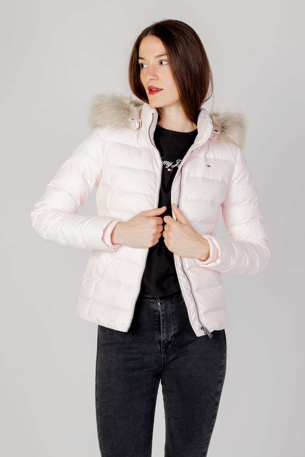 Piumino Tommy Hilfiger Jeans TJW BASIC HOODED Rosa Cipria - Foto 1