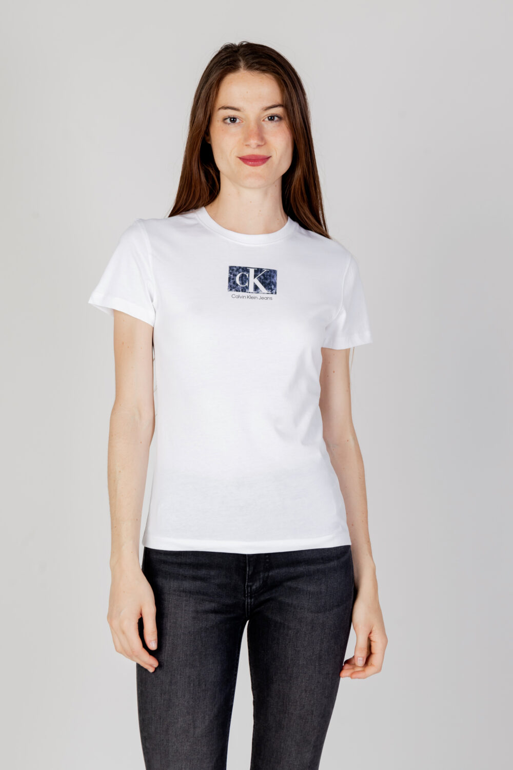 T-shirt Calvin Klein Jeans PRINTED BOX SLIM TEE Bianco - Foto 1