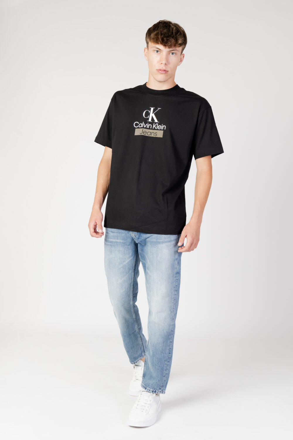 T-shirt Calvin Klein Jeans STACKED ARCHIVAL TEE Nero - Foto 2