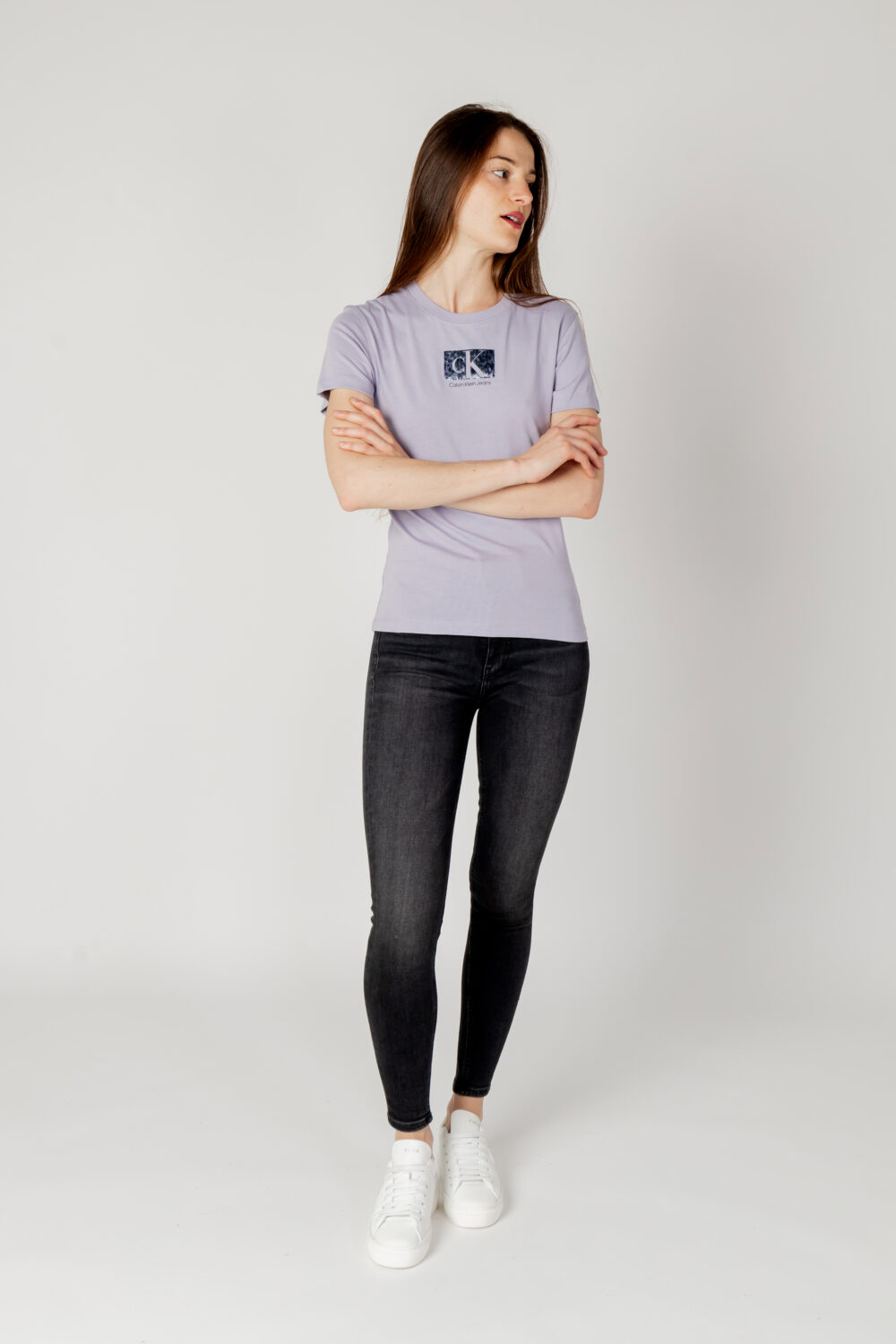 T-shirt Calvin Klein Jeans PRINTED BOX Viola - Foto 5