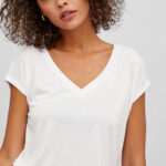 T-shirt Vila Clothes VIMODALA V-NECK S/S SU NOOS Bianco - Foto 1