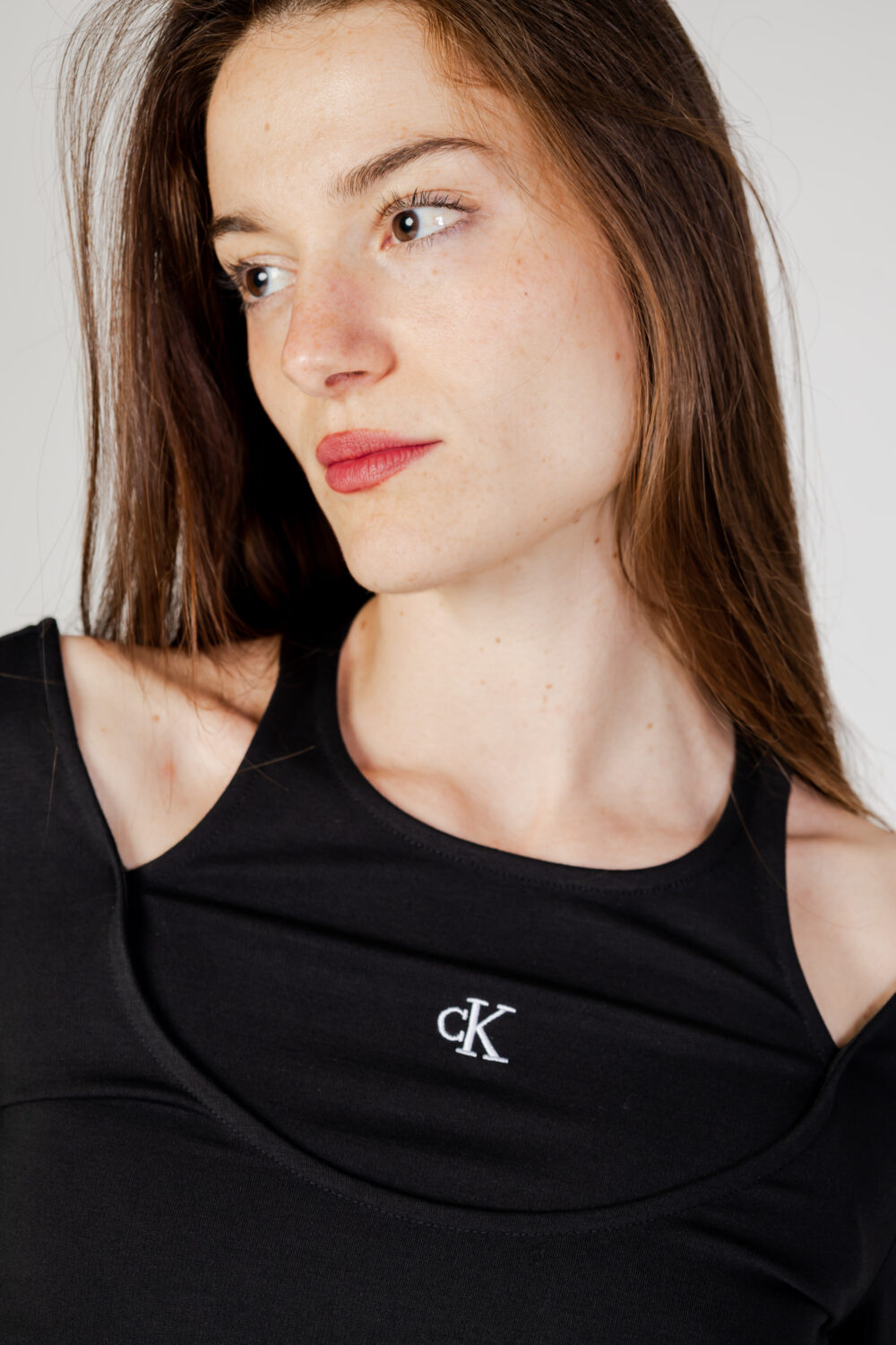 T-shirt manica lunga Calvin Klein Jeans DOUBLE LAYER MILANO Nero - Foto 4