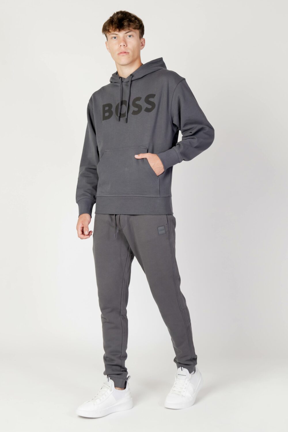 Felpa con cappuccio Boss WEBASICHOOD Grigio Scuro - Foto 2