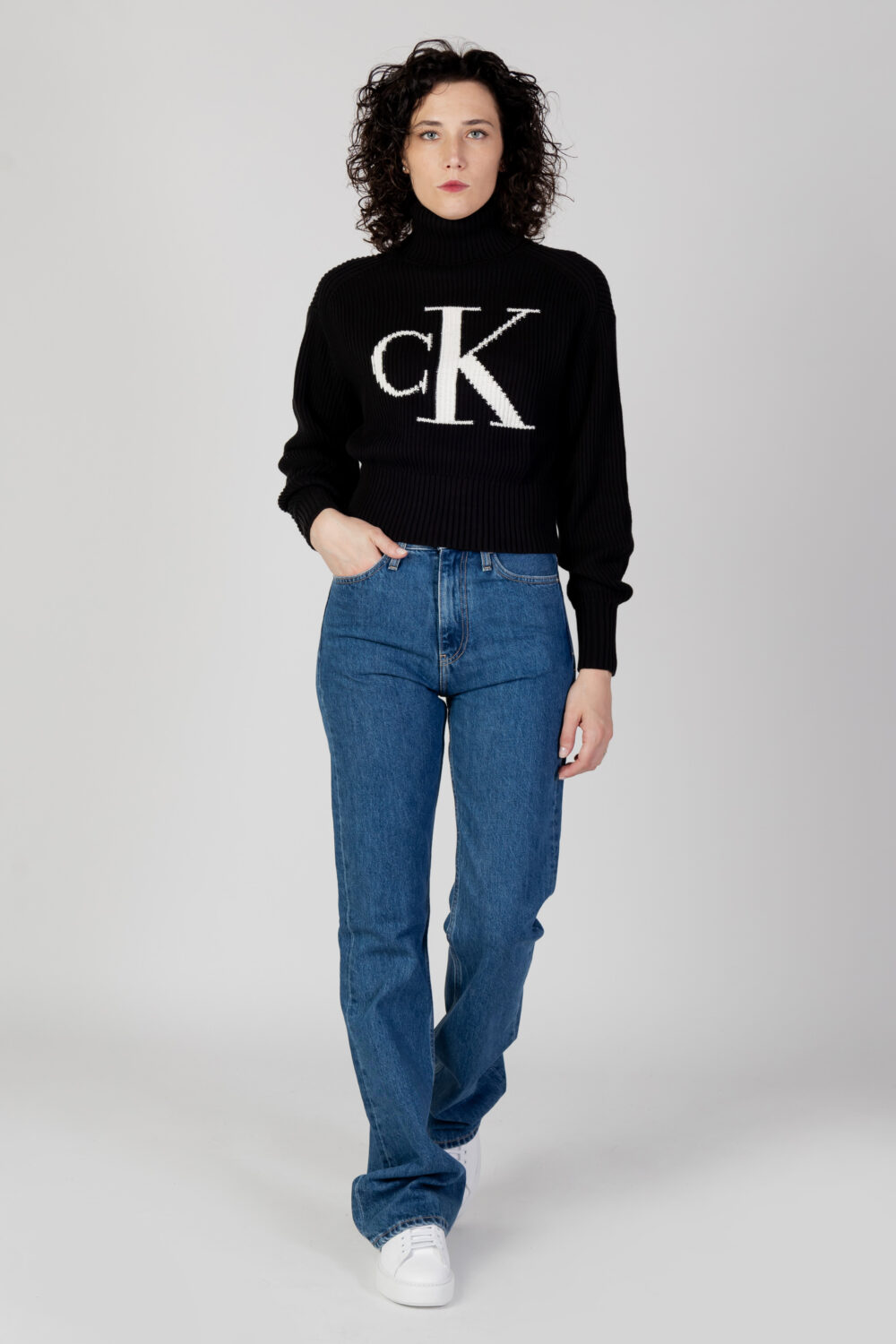 Maglione Calvin Klein Jeans BLOWN UP CK LOOSE SW Nero - Foto 3