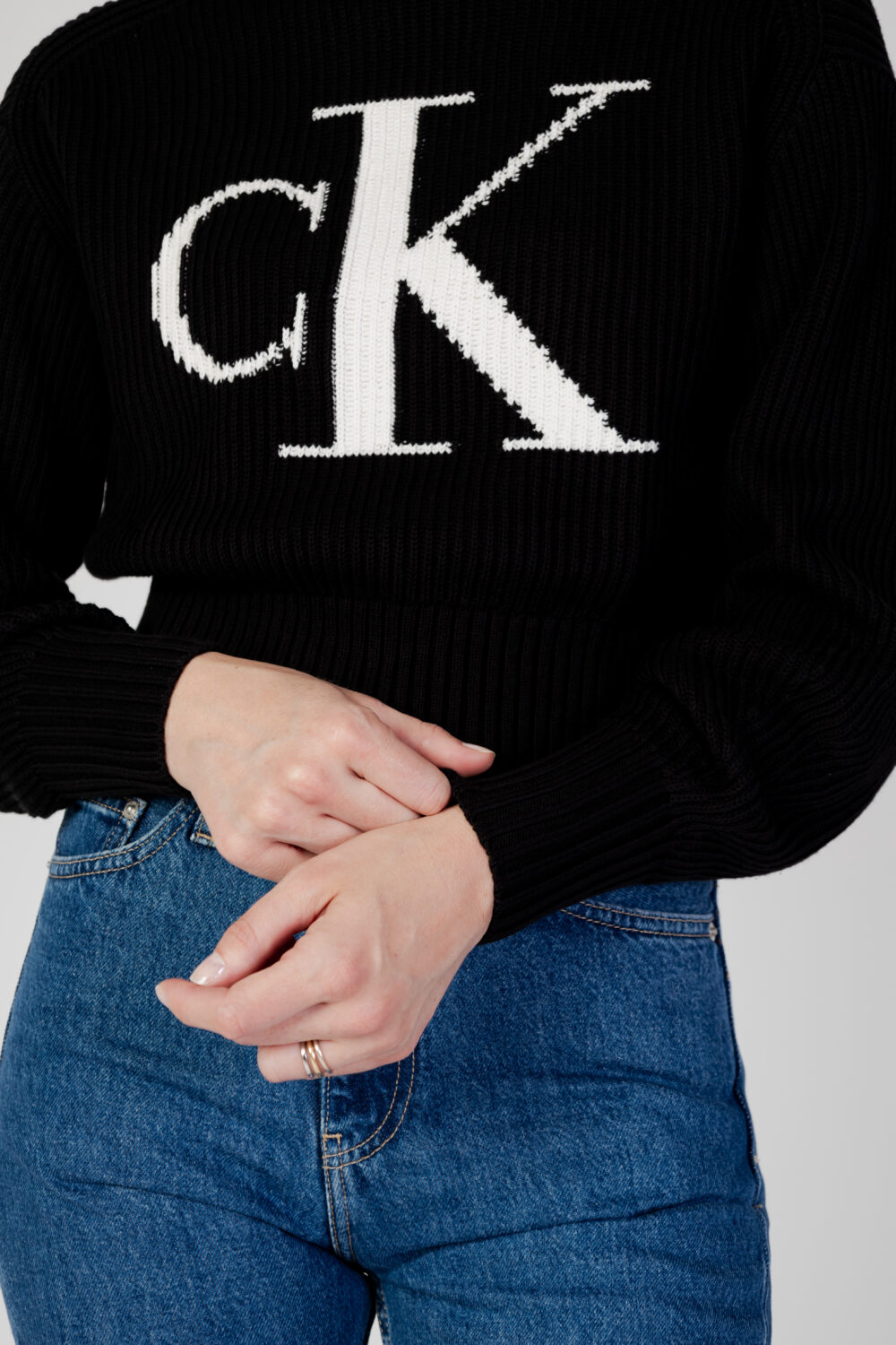 Maglione Calvin Klein Jeans BLOWN UP CK LOOSE SW Nero - Foto 5