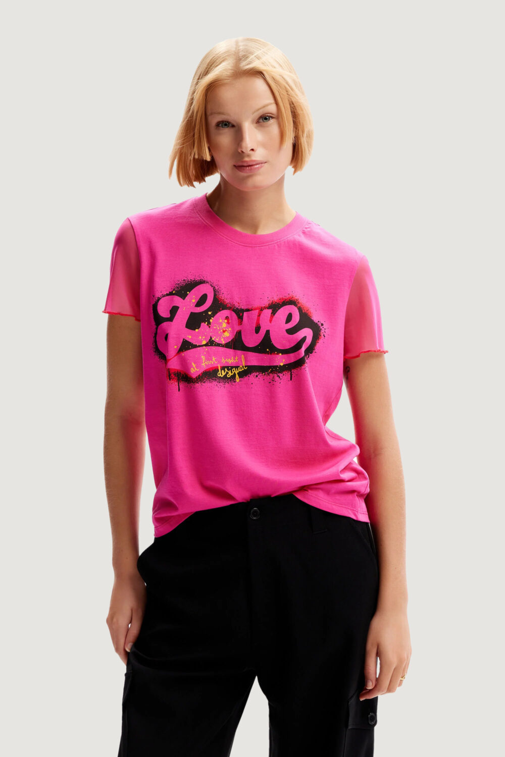 T-shirt Desigual LOVE Fuxia - Foto 1