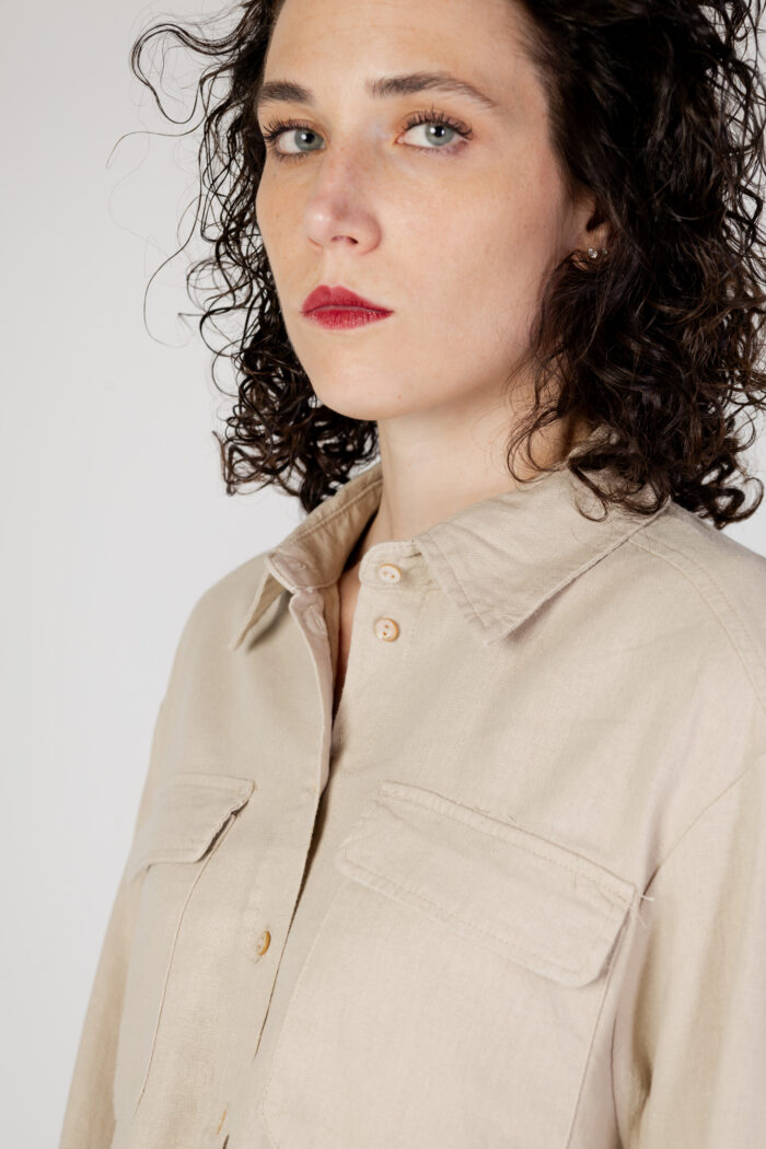 Camicia manica lunga Only ONLCARO L/S OVS LINEN BL SHIRT CC PNT Beige