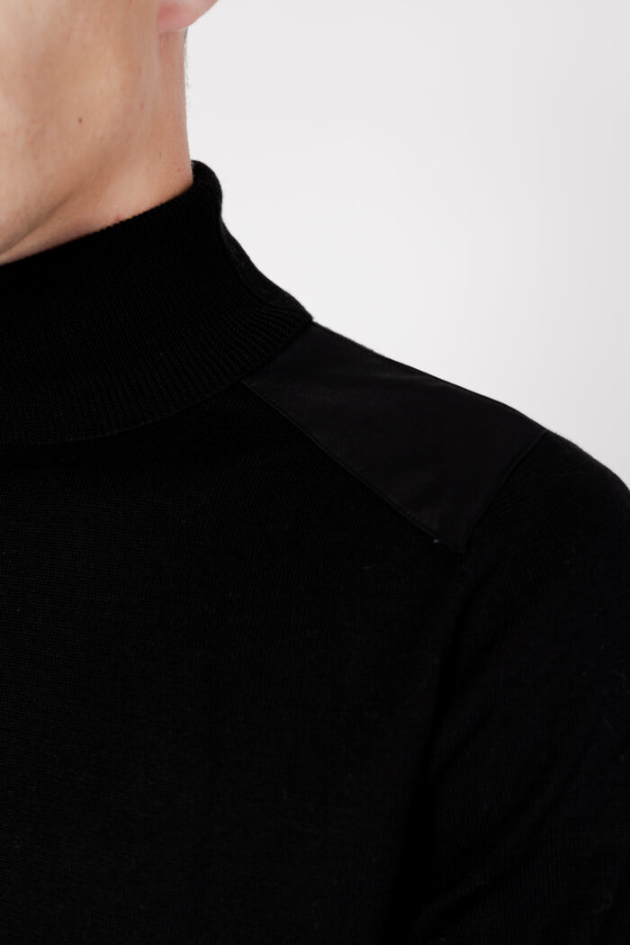 8296K maglia dolcevita uomo MESSAGERIE cotton black roll neck t-shirt man