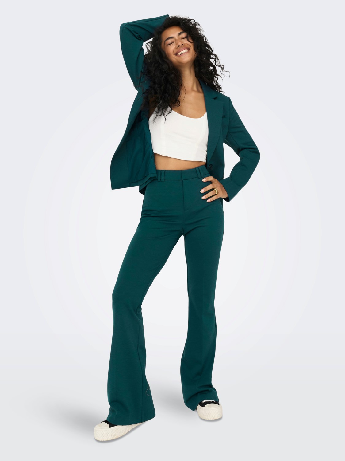 Pantaloni a sigaretta Only ONLPEACH MW FLARED PANT TLR NOOS Verde | Goccia  Shop