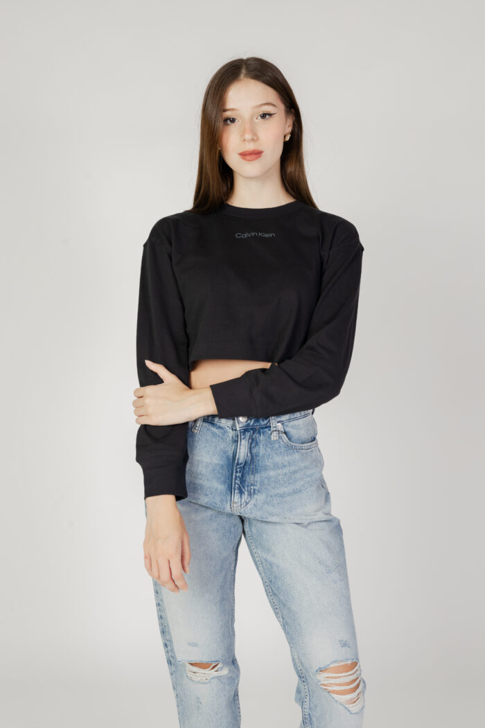 T-shirt manica lunga Calvin Klein Sport PW – LS Top (Cropped Nero