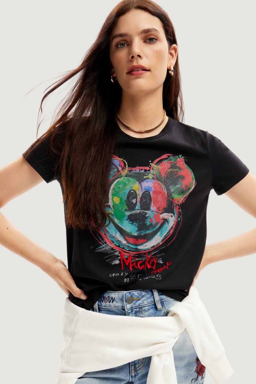 T-shirt Desigual MICKEY ARTY Nero - Foto 4