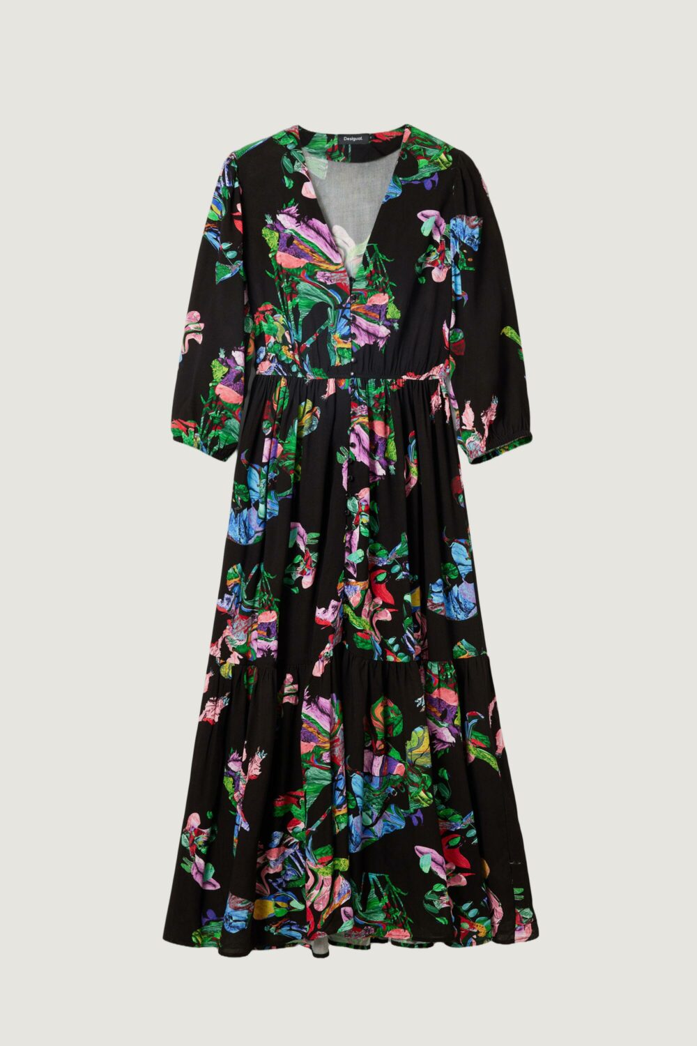 Vestito lungo Desigual VEST_POPPY- LACROIX Nero - Foto 3