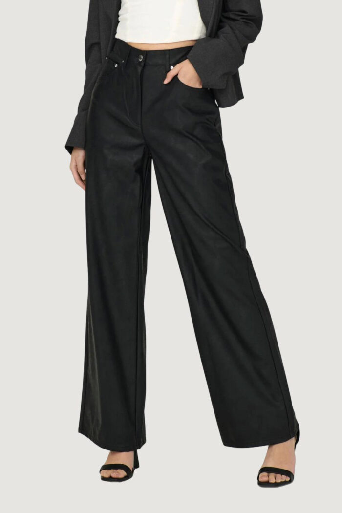 Pantaloni a palazzo Only ONLHOPE-MADY HW FAUX LEATHER CC PNT RP Nero