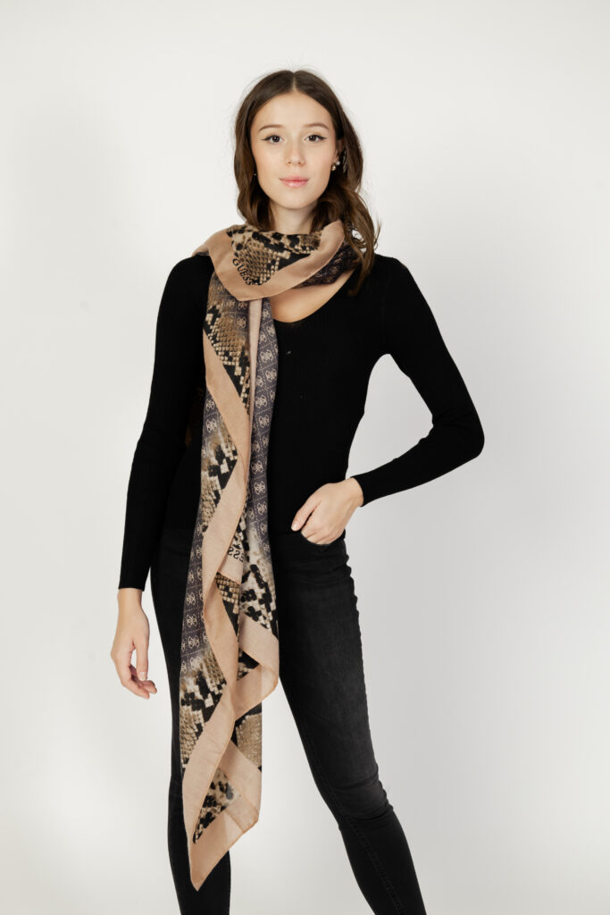 GUESS AM9023 sciarpa pashmina uomo invernale nero ricamo