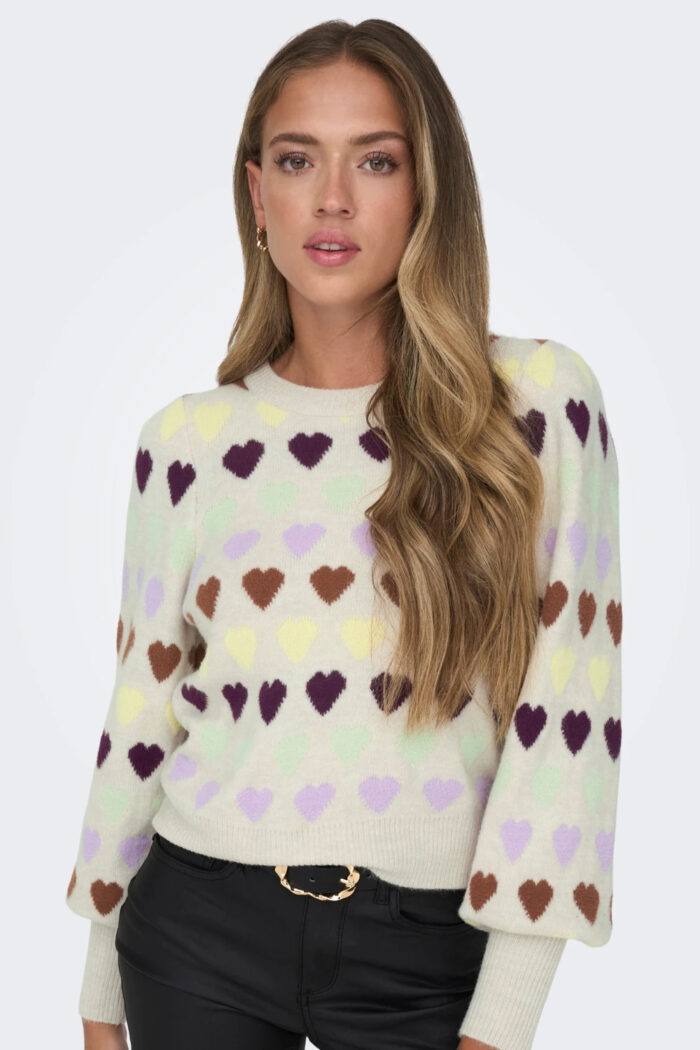 Maglione Only ONLHEARTBEAT LS O-NECK KNT Beige