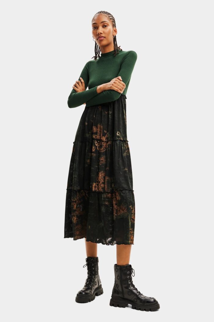 Vestito midi Desigual VEST_LENA Verde Scuro
