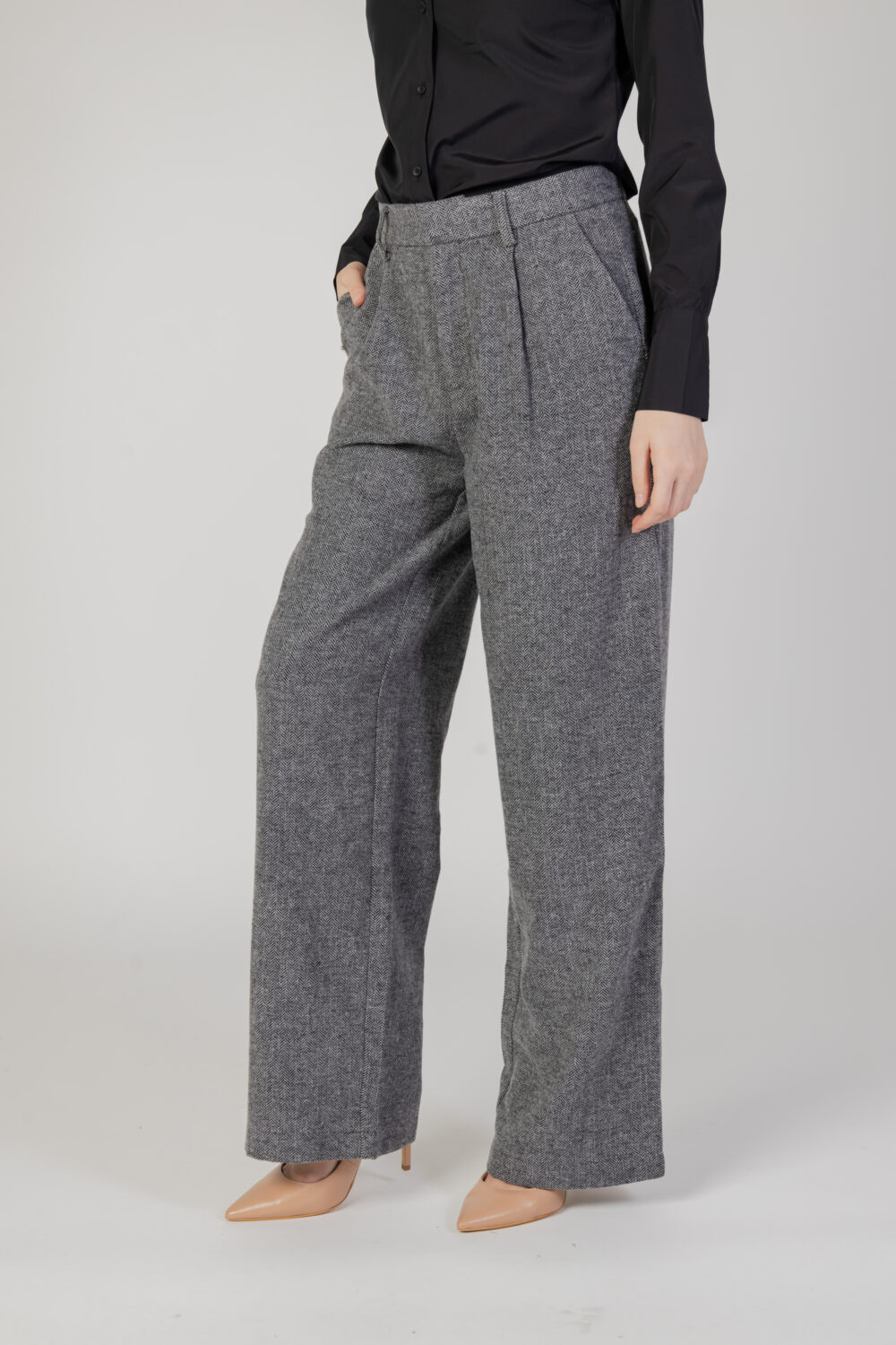 Pantaloni a palazzo Only ONLCORA HW HB WIDE PANT TLR RPT Grigio - Foto 1