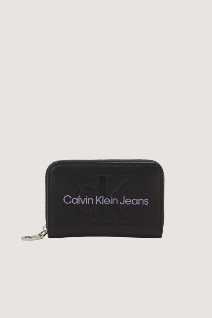 Portafoglio piccolo Calvin Klein SCULPTED MED ZIP AROUND MONO Matte Black