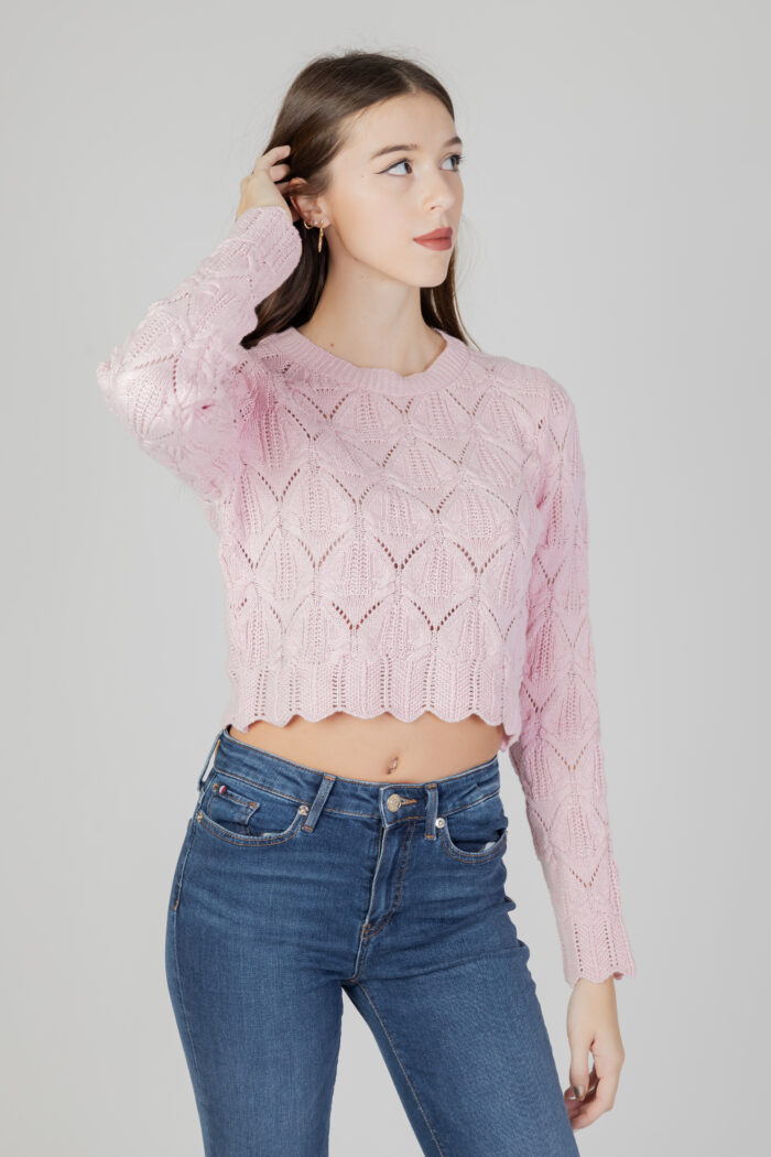 Maglione Only ONLVIVA LIFE LS CROP O-NECK CC KNT Rosa