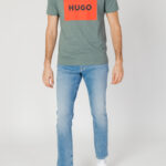T-shirt Hugo JERSEY DULIVE222 Verde Scuro - Foto 4