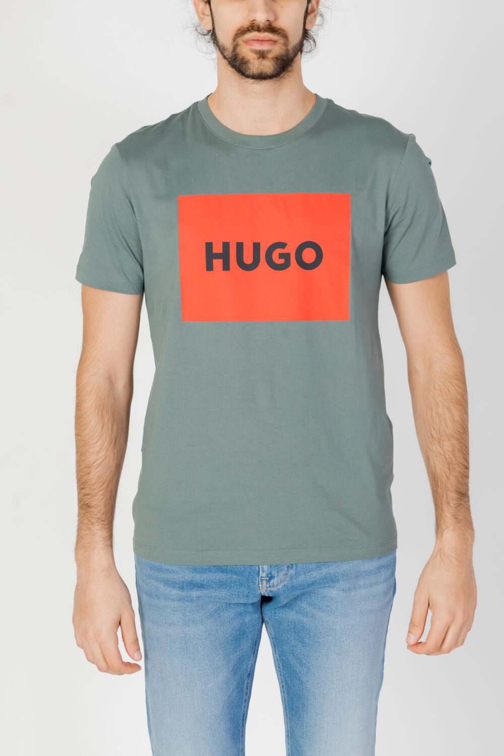 T-shirt Hugo JERSEY DULIVE222 Verde Scuro - Foto 5
