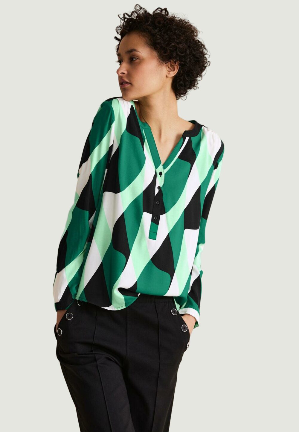 Bluse manica lunga Street One Style LTD QR Bamika Print Verde - Foto 1