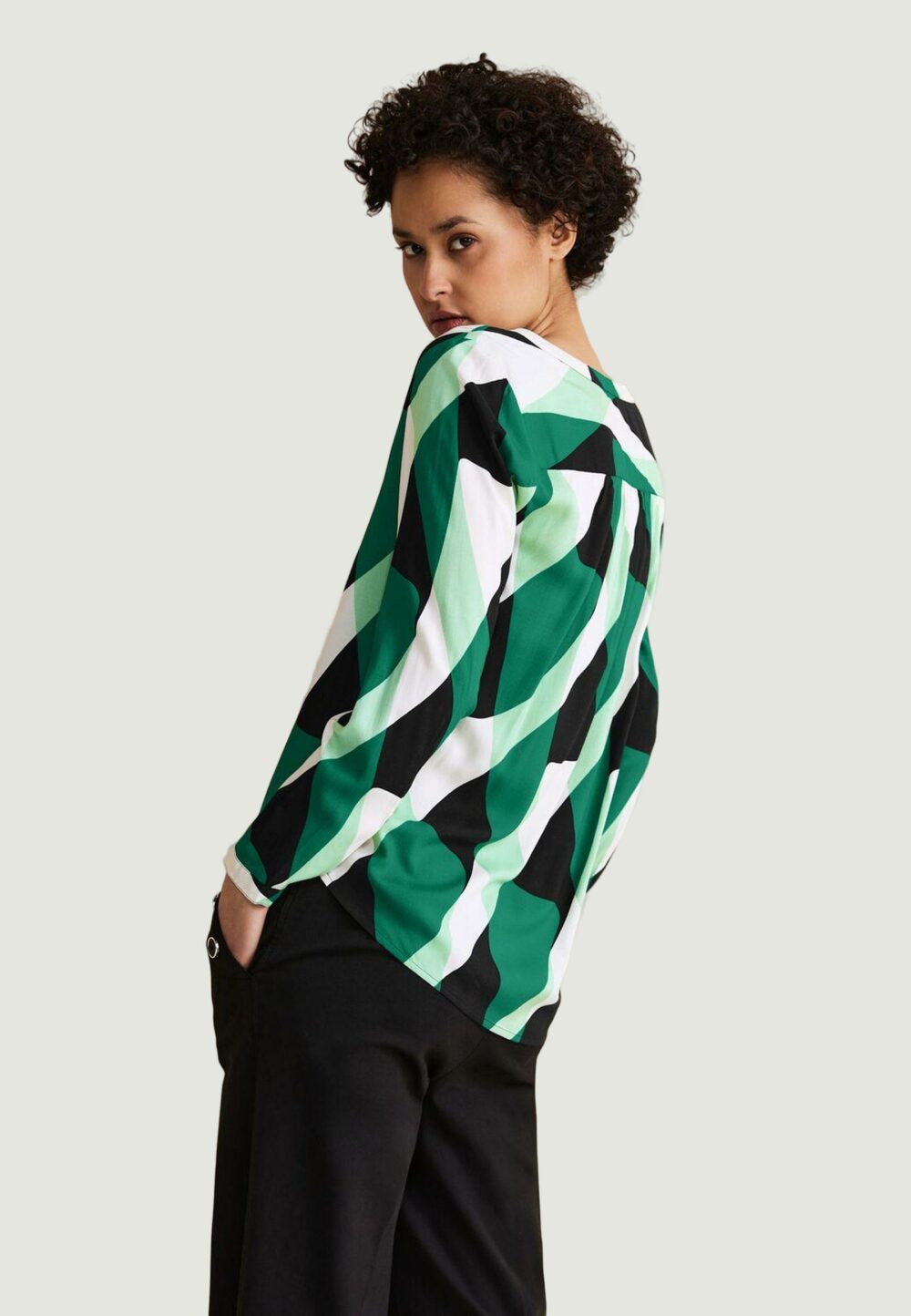 Bluse manica lunga Street One Style LTD QR Bamika Print Verde - Foto 2