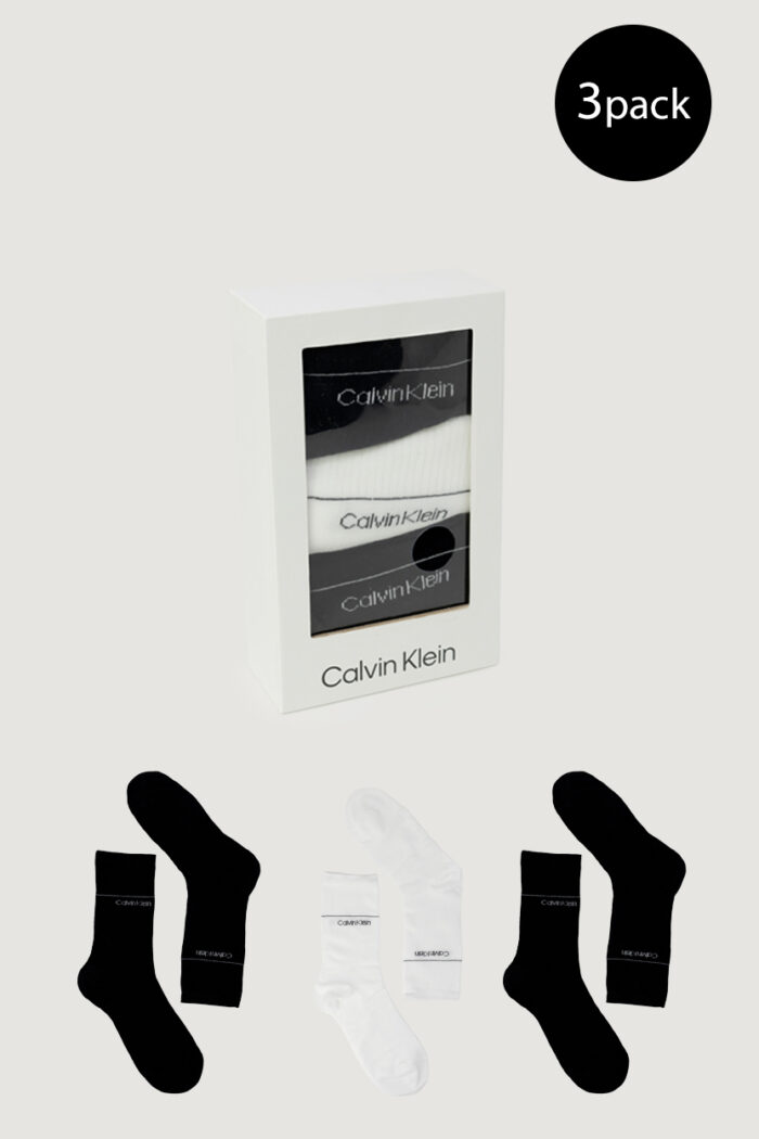 Calzini Calvin Klein CK WOMEN SOCK 3P CARTON SLIDER RIB GIFTBOX Nero