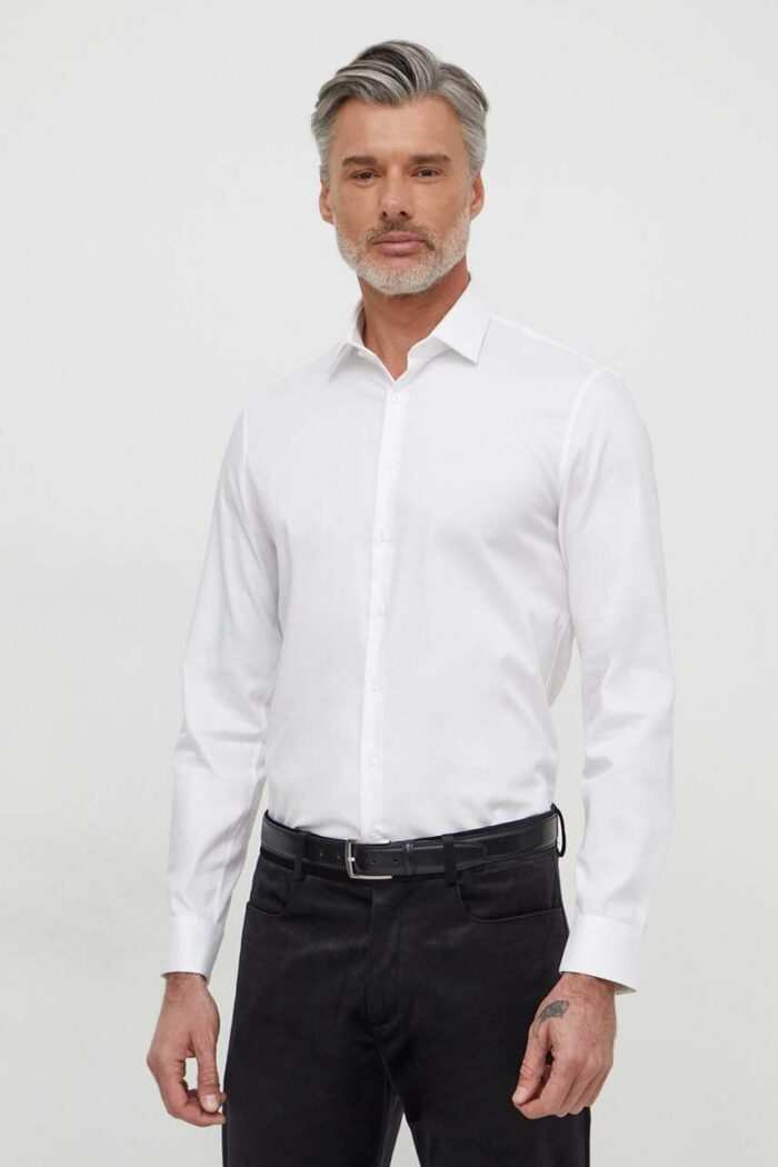 Camicia manica lunga Calvin Klein STRETCH COLLAR 2COLO Bianco