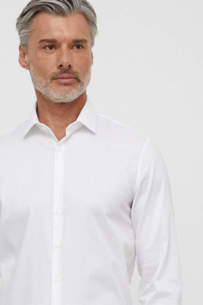 Camicia manica lunga Calvin Klein STRETCH COLLAR 2COLO Bianco