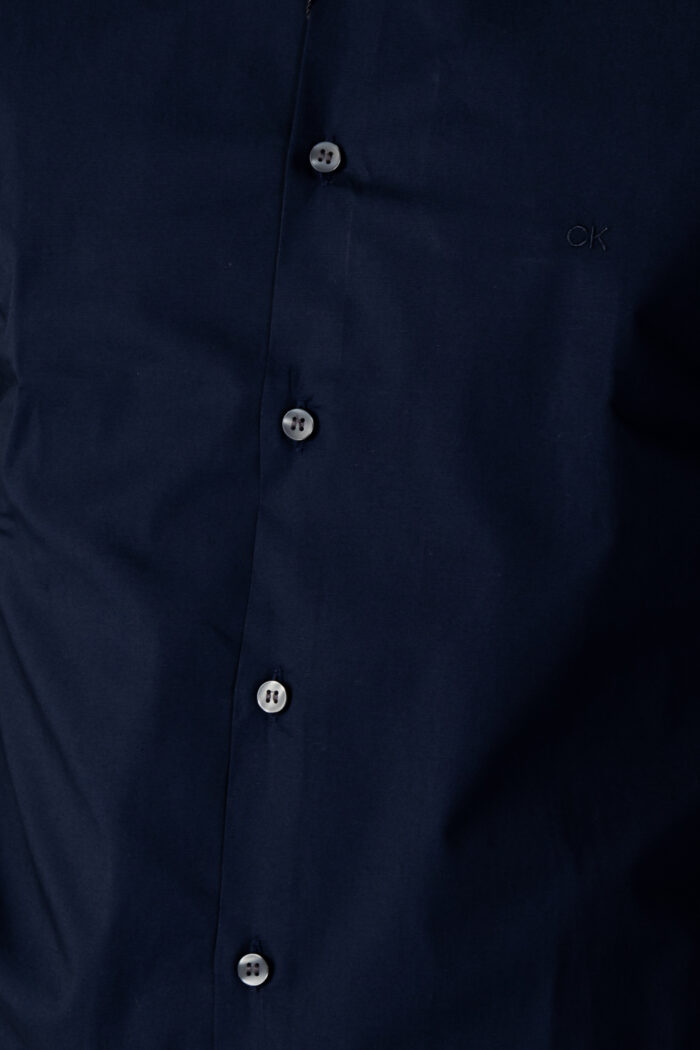 Camicia manica lunga Calvin Klein POPLIN STRETCH SLIM Blu