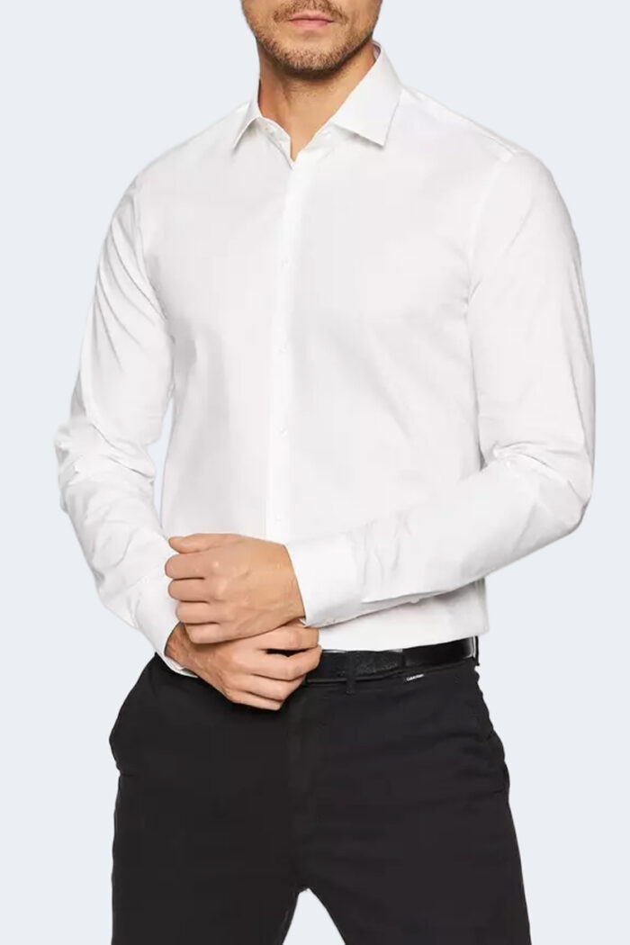 Camicia manica lunga Calvin Klein POPLIN STRETCH SLIM Bianco