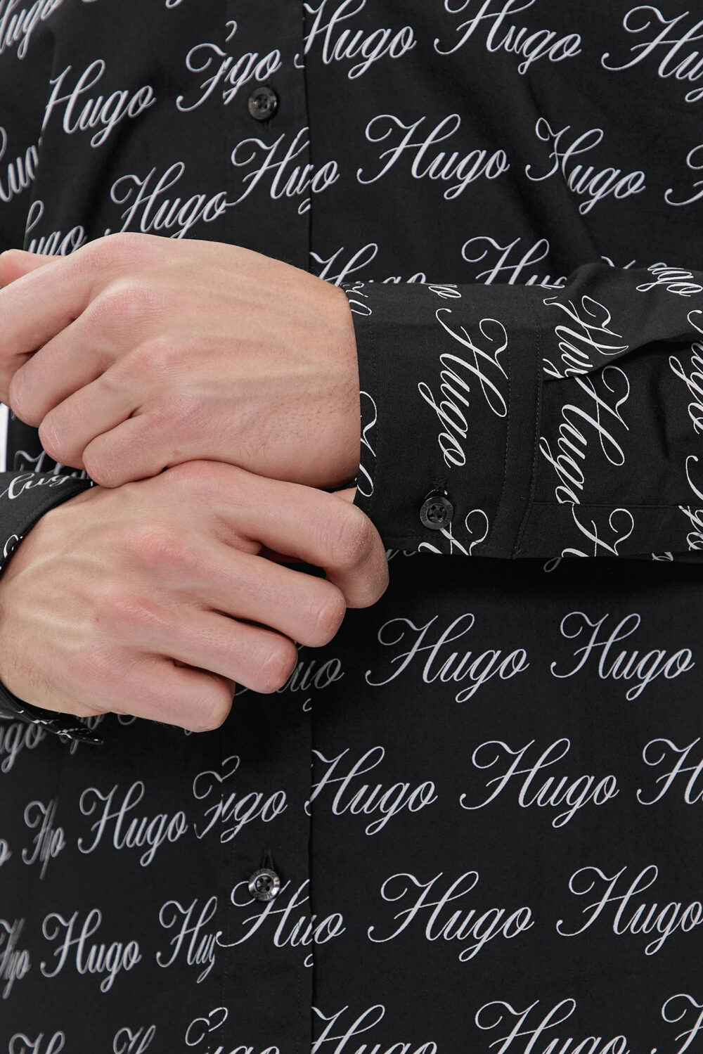 Camicia manica lunga Hugo Emero 10254835 01 Nero - Foto 4