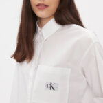 Camicia manica lunga Calvin Klein Jeans WOVEN LABEL CROPPED Bianco - Foto 2