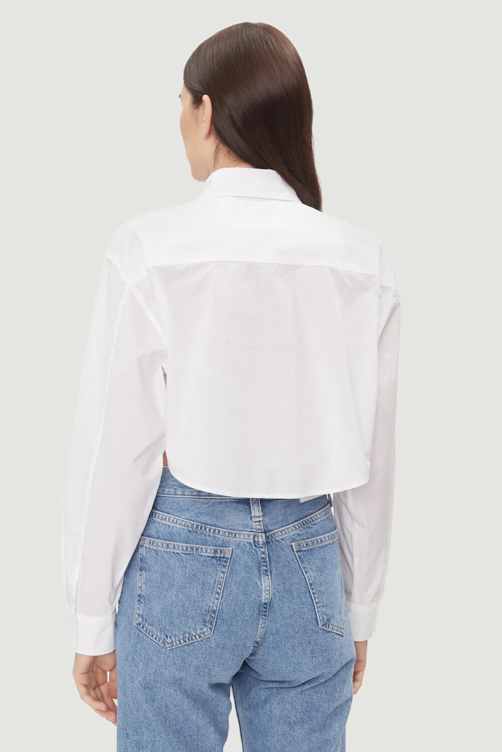 Camicia manica lunga Calvin Klein Jeans WOVEN LABEL CROPPED Bianco - Foto 3