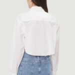 Camicia manica lunga Calvin Klein Jeans WOVEN LABEL CROPPED Bianco - Foto 3