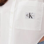Camicia manica lunga Calvin Klein Jeans WOVEN LABEL CROPPED Bianco - Foto 4