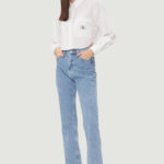 Camicia manica lunga Calvin Klein Jeans WOVEN LABEL CROPPED Bianco - Foto 5
