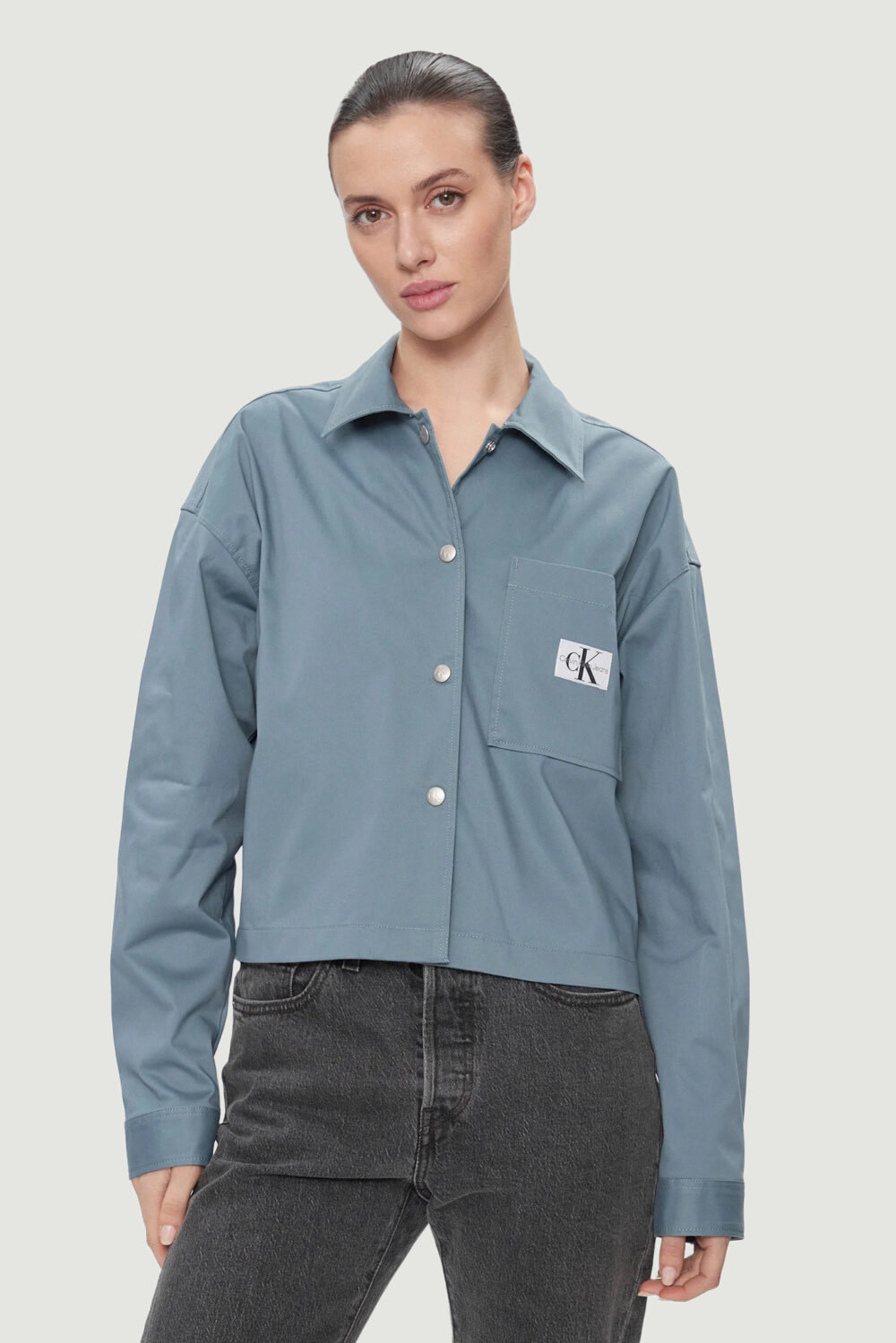 Camicia manica lunga Calvin Klein Jeans RELAXED OVERSHIRT Blu Chiaro - Foto 1